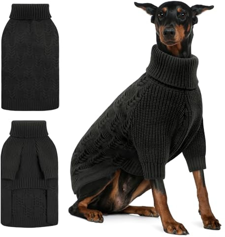 ASENKU Hundepullover für große Hunde, Mädchen und Jungen, Rollkragenpullover, Winterbekleidung für Dobermann, Dogge (Grau, Größe 3XL)