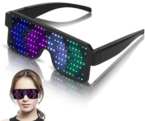 Gugxiom Occhiali luminosi a LED dinamici a 4 colori ricaricabili tramite USB Decorazione luminosa per bar Festa di Ognissanti