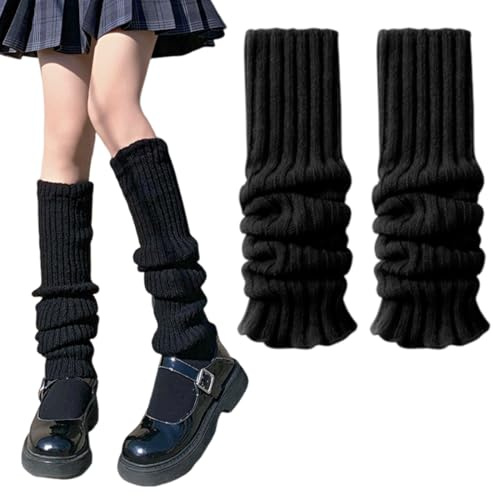 ZORVYN Jambières Femme Noires Tricotées Longues Chauffe-Jambes pour Femmes Sans Pieds Bas au Genou pour Automne et Hiver