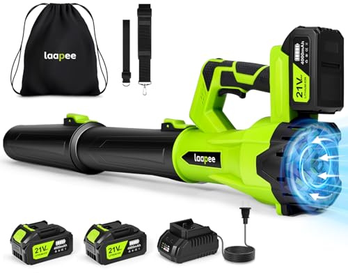 Leaf Blower Cordless,Electric Leaf Blower with 2 4.0Ah Battery Powered and Fast Charger, Lightweight Cordless Blowers for Spring Lawn Care and Dust,6 Speed Control