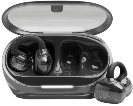 JBL Soundgear Clips Auriculares inalámbricos Open-Ear True Wireless, SonicArc Design, hasta 32 Horas de autonomía, Resistencia IP54 al Agua y al Polvo, tecnología JBL OpenSound, Ghost Black