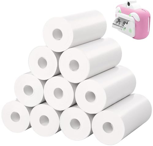 Thermal Paper for Kids Instant Print Cameras, 10 Rolls Thermal Printer Paper White, No Ink Needed Print Paper for Portable Mini Thermal Printers, Suitable for Kids Camera Instant Print(57 x 25 mm)