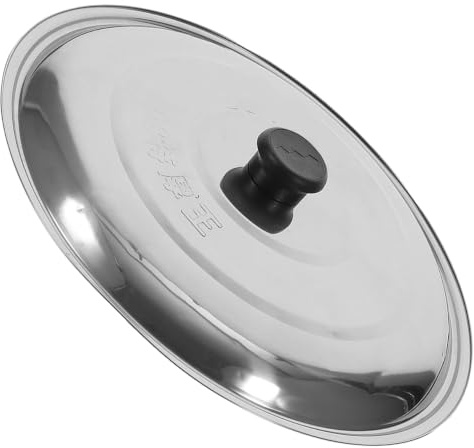 BESPORTBLE Stainless Steel Pan Lid 15.35In Pot Cover with Anti-Heat Handle Universal Replacement Metal Lid for Frying Pan Stockpot Wok and Deep Home Cooking Accessory