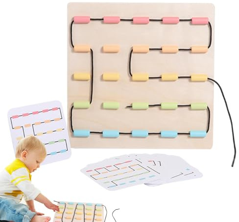 Giocattolo con allacciatura in legno, Giocattolo con allacciatura abbinata ai colori | Gioco di puzzle per l'apprendimento dei colori in legno, per incordare in età prescolare, giocattoli ed