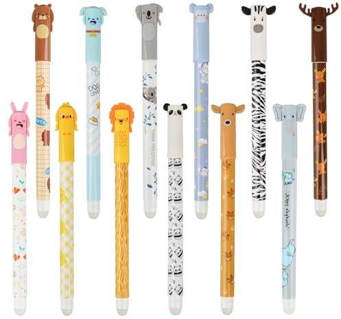OdiuK 12 Stück Radierbarer Kugelschreiber Set | Gelstifte radierbar 0,5 mm, 6× Blau & 6× Schwarz, radierbare Stifte für Kinder Studenten Schule, Büro & Alltag