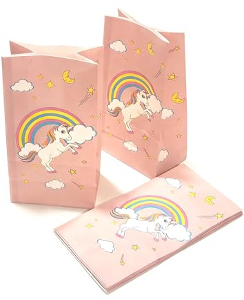24 Stück Papier-Geschenktüten – Einhorn – 23×12×8 cm – stabile Partytüten für Kindergeburtstag & Mitgebsel
