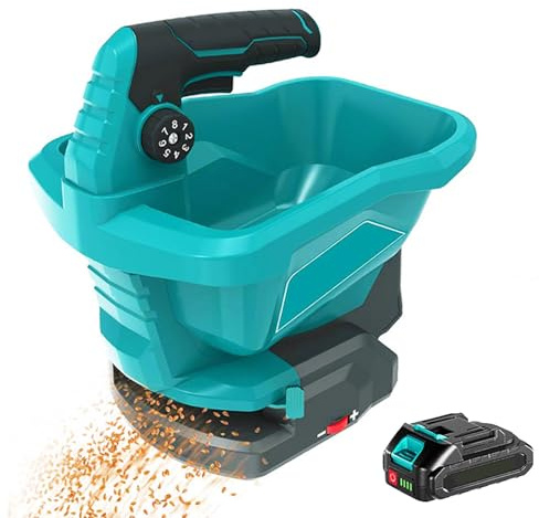 Spargisemi Senza Fili, Fertilizzante Elettrico Ricaricabile da 3,3 Litri con Angolo di Diffusione di 125° e 8 Livelli di velocità, Spandiconcime Portatile Senza Fili per Scrofe e Sale