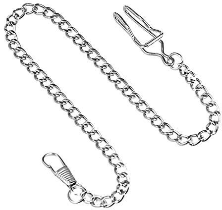 TREEWETO Catena per orologio da taschino, 37,5 cm, argento