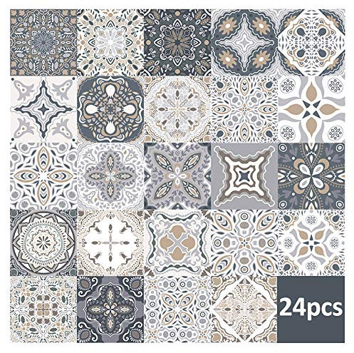 24pcs Stickers Carreaux Muraux - Stickers Carreaux Autocollant pour Cuisine Salon Salle De Bains Décor À La Maison Auto-Adhésif (10 * 10CM)