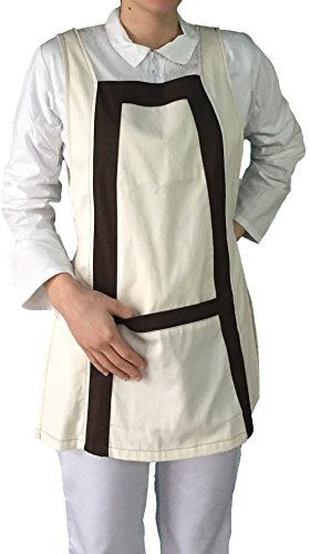 tessile astorino Boramo - Delantal para mujer de trabajo – Davantino crema y marrón – para peluquería y esteticista, alimentos, empresa de limpieza, restaurantes – Made in Italy (Universal)