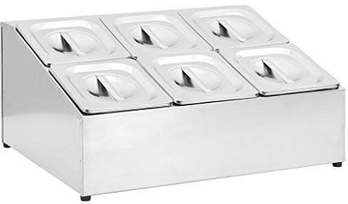 vidaXL Supporto Gastronorm con 6 Contenitori GN 1/6 in Acciaio Inox