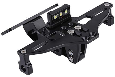 aqxreight Motorrad verstellbare Aluminium-Nummernschildrahmenhalterung mit Licht(schwarz)