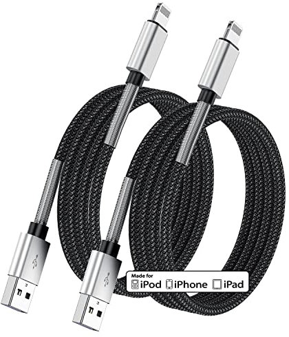 iPhone Ladekabel Original Apple 2M, [ MFi Certified ] 2Pack Lightning to USB Kabel Lang, Schnellladung Schnellladekabel für Apple iPhone 14 Pro Max/13 Pro/12 Mini/11/XS Max/XR/X/8/8 Plus/7/6s/5S/5/SE