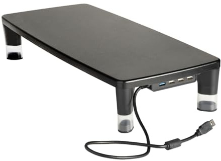 3M Adjustable Monitor Stand with 4-Port USB Hub, Black, Great for Computer Monitors, Laptops, TVs, Speakers, Printers and More