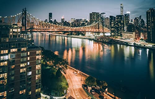 LHJOYSP unmögliches Puzzle 1000 Teile City Bridge beleuchtet New York USA 75x50cm