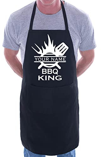 Print4U BBQ King Personalised Apron Add Your Name Here BBQ Baking Cooking
