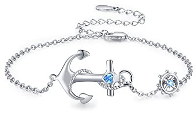 OHAYOO Anker Armband 925 Sterling Silber Anker Armband Nautisches Armband Seemann Anker Schmuck Geschenk für die beste Freundin der Frau
