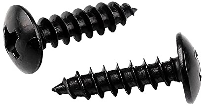 Oneyijun 20 Stücke M3.5 x 10mm Selbstschneidende Holzschrauben Kohlenstoffstahl Runder geflanschter Pilzkopf Befestigungselemente Bohrschraube Schwarz Schrauben