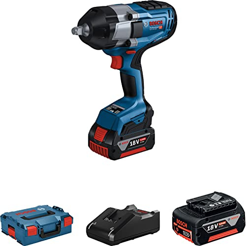 Bosch Professional Bosch Sistema professionale 18 V, avvitatore a percussione a batteria BITURBO GDS 18V-1000 (2 batterie GBA da 18 V 5,0 Ah, caricatore rapido GAL 18V-40, L-BOXX)