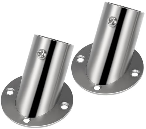 2Pcs Adjustable Socket Bracket Support Holder Stainless Closet Rod Flange