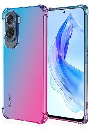 Topme Phone Case for HONOR 90 Lite 5G (6.7 Inches), Soft TPU Silicone Transparent Color Gradient Mobile Phone Case - Blue Pink