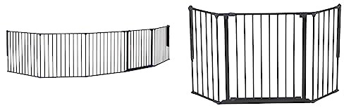 BabyDan Kaminschutzgitter/Raumteiler Flex XXL 90-350 cm, Anthrazit - Hergestellt in Dänemark + TÜV/GS geprüft & Konfigurationsgitter Flex M, 90-146 cm - Hergestellt in Dänemark + TÜV/GS geprüft