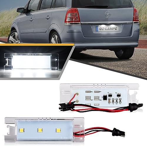 OZ-LAMPE LED Kennzeichenbeleuchtung für Vauxhall Opel Zafira B Vectra C Corsa C D Insigina Astra J H Adam Cascada Meriva A B Tigra Twin Top, Kennzeichen mit Canbus, Nummernschildbeleuchtung LED