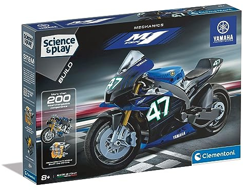 Clementoni 75084 Science & Play Yamaha Motorrad M1-BAU-Set, Mechanik, wissenschaftlich, Wissenschafts-Kit für Kinder ab 8 Jahren, STEM-Spielzeug, englische Version, Made in Italy