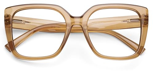 DOOViC Lesebrille Blaulichtfilter Übergröße/Sonnenbrille mit Sehstärke | Modern Große Gläser Lesehilfe mit Stärke für Damen