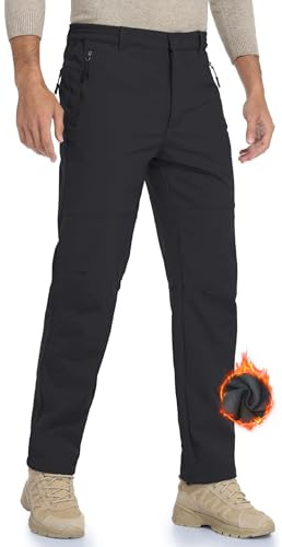 HFDWYJ Thermohose Herren Winter wasserdichte Skihose Jagd Outdoor Hosen Winddichte Thermal Winterhose Softshell Hosen Snowboardhose Winddichte Schneehose Zum Skifahren Wandern Trekking-schwarz-XL