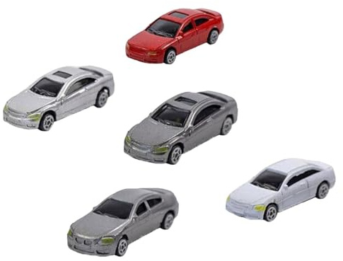 Oshhni 5 Stück bemalte Miniatur-Modellautos, Diorama, Maßstab 1:87, Tischdekoration, Landschaft, Fahrzeug, Auto, Landschaftsdekoration