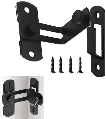 Türriegel Edelstahl, Riegelschloss Klein Schiebetür Schloss 90 Grad Türschloss Innentür Flip Latch mit Fester Schraube, Bolzenriegel für Tür, Fenster, Weinschrank, Badezimmer,Garten(schwarz)