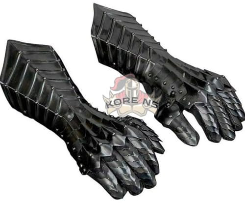 KORE NS Medieval Gauntlets Nazgul Black Antique Steel armor Gloves Crusader Larp cosplay