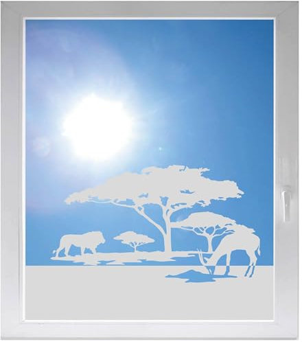 INDIGOS UG - Afrika - ab 800x500 mm - Glasdekorfolie Silber fein satiniert - Blickdicht - Folie Duschkabine - Bad - Fensterfolie - selbstklebend - Dusche Sichtschutzfolie - individuelle Breite - matt