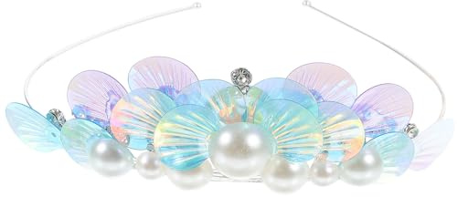 VALICLUD Mädchen Tiara Strasskrone Stirnband Meerjungfrau Kopfschmuck Kinder Geburtstag Party 6X4.7X1.4 Zoll Elegantes Haarband Mit Funkelnden Strasssteinen