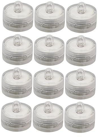 HEMOTON LED Candle Lamp 12 Pcs Candle Lamp Led Aquarium Lamp Round Submersible Tea Light Led Pool Light Led Waterproof Lamp White Electronic Swimming Pool Lights Underwater Candle Lamp