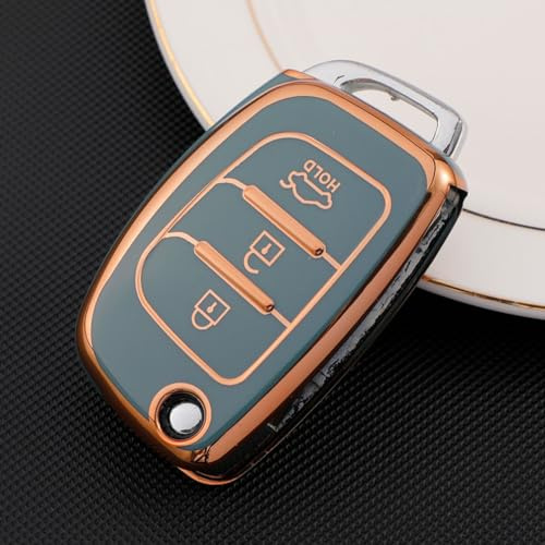 3 Tasten Schlüsselanhänger Schutzhülle für Hyundai i10 i20 i30 i40 ix35 Elantra Tucson Accent Santa Fe Auto Schlüssel Hülle,Klappschlüssel Ersatz Hülle