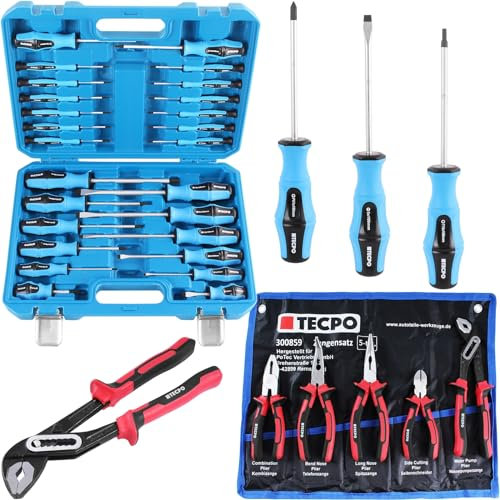 TECPO Schraubendreher Satz 26-tlg. Kreuz Schlitz Torx Schrauben + TECPO Satz 5-tlg.