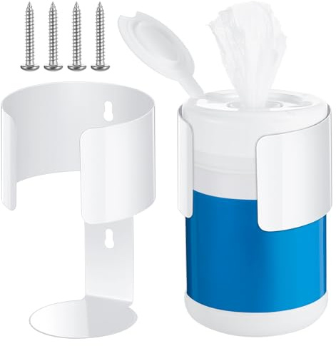 Maxcheck 2 Pcs Wall Mount Wipe Holder Heavy Duty Wall Bracket White Container Dispenser Rack for Makeup Remover Wipes in Rooms Home Office Restroom