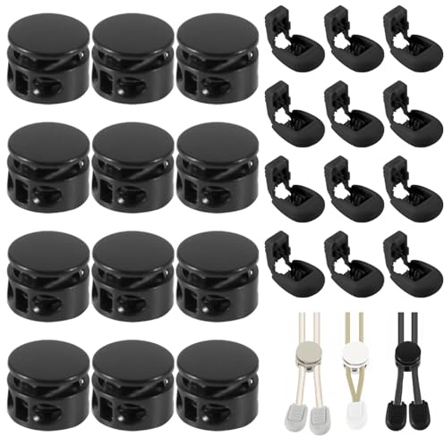 24 Stück Kordelstopper Metall Kordelstopper 2 loch Federschnurschlösser Ø 4 mm Kordel Stopper Schnürsenkel Stopper Schnürsenkel Verschluss für Kordelzug Rucksack Bekleid SeilSchnürsenke