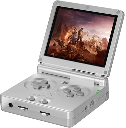 RG35XXSP Flip Handheld Game Console 3.5 inch IPS Clamshell Video Gaming Console Linux System with 128G TF Card Online Play pre-Install Games(Silver)