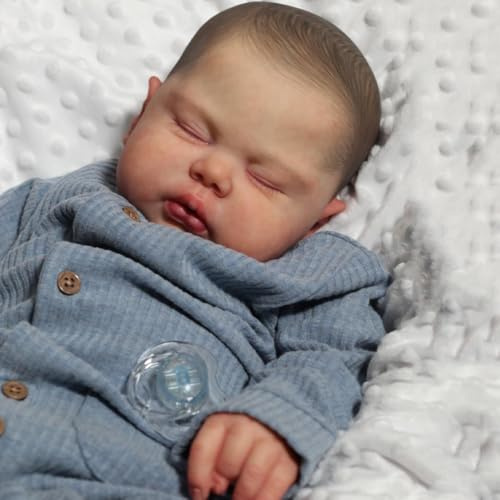 RXDOLL 60CM Große Größe Reborn Kleinkind Junge Realistische Reborn Baby Puppen Stoff Körper Lebensechte Babypuppen Die echt Aussehen Weichen Silikon Babys Toddler Puppe