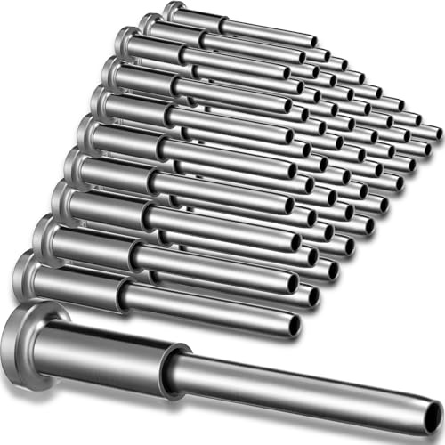 Blulu Kit di 60 cavi invisibili, in acciaio inox T316, ricevitore invisibile da 0,3 cm e estremità a perno a pressare, tenditore da 1/8 per pali in legno/metallo, hardware (argento)