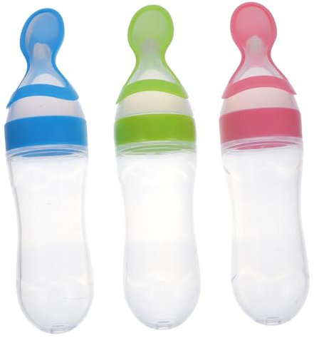 RORPOIR 3-teiliges Quetschflaschen-set Für Babys Fütterungslöffel Aus Silikon Für Reispaste Sicheres Geschirr Werkzeuge Für Die Babynahrung