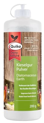 Quiko Kieselgur Pulver 200g - Kieselgur für Hühner - Anti Milben - Verbessert das Stallklima - Kieselgur aus fossilen Kieselalgen - Für Hühnerstall, Nagerstall und Vogelzucht | Anti Milben, Verbessert das Stallklima, Kieselgur aus fossilen Kieselalgen für Hühnerstall, Nagerstall & Vogelzucht