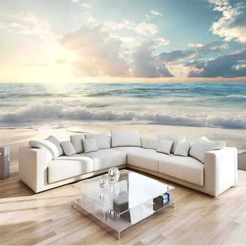 NAWVNMI Abziehbare Tapete Mit Meereslandschaft, 150 X 105 Cm, Für Mieter, Heimwerker, Sonnenaufgang Über Dem Meer, Selbstklebende Wanddekoration, Kontaktpapier Für Schlafzimmer Und Wohnzimmer