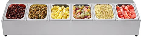 Tyvotrend Contenedor de ingredientes, 6 rejillas de acero inoxidable, caja de ingredientes, cajas de especias con tapa, mezcla de gastronomía, recipientes de alimentos para gastro, cocina, plata, 104