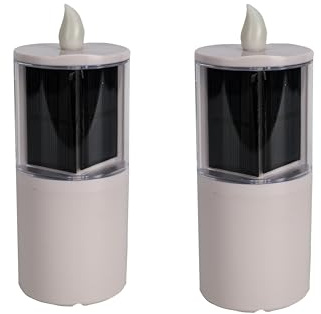 OURMEMEMO Solar Cemetery Candles 2 Pack for Double Headstone Waterproof