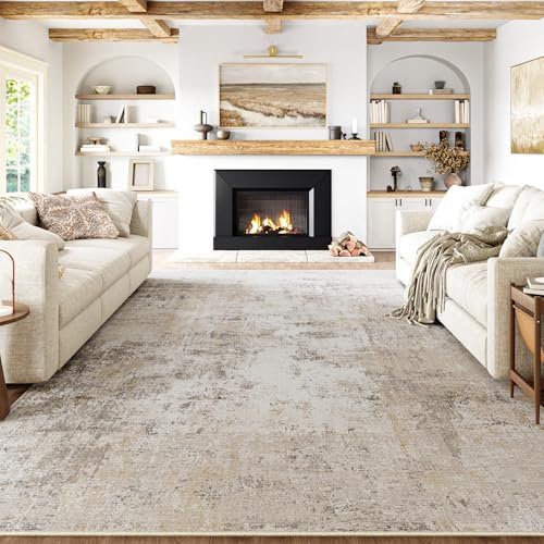 Waschbare Teppiche Gegend Teppich 240 X 300cm Beige Grau Modern Abstrakt Wohnzimmer Schlafzimmer Teppisch Groß rutschfest Kurzflor Weich Rugs for Living Room Carpet for Esszimmer Büro