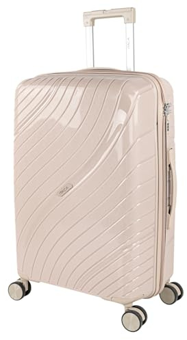 ITACA - Maleta Mediana con 4 Ruedas Giratorias para Viajes Largos Tipo Trolley. Candado de Combinación Ideal como Maletas de Viaje Grandes 23 Kilos y Maleta Viaje Mediana Resistentes, Taupe